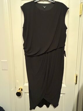 Express Black Sleeveless Midi Dress with Crossover detail